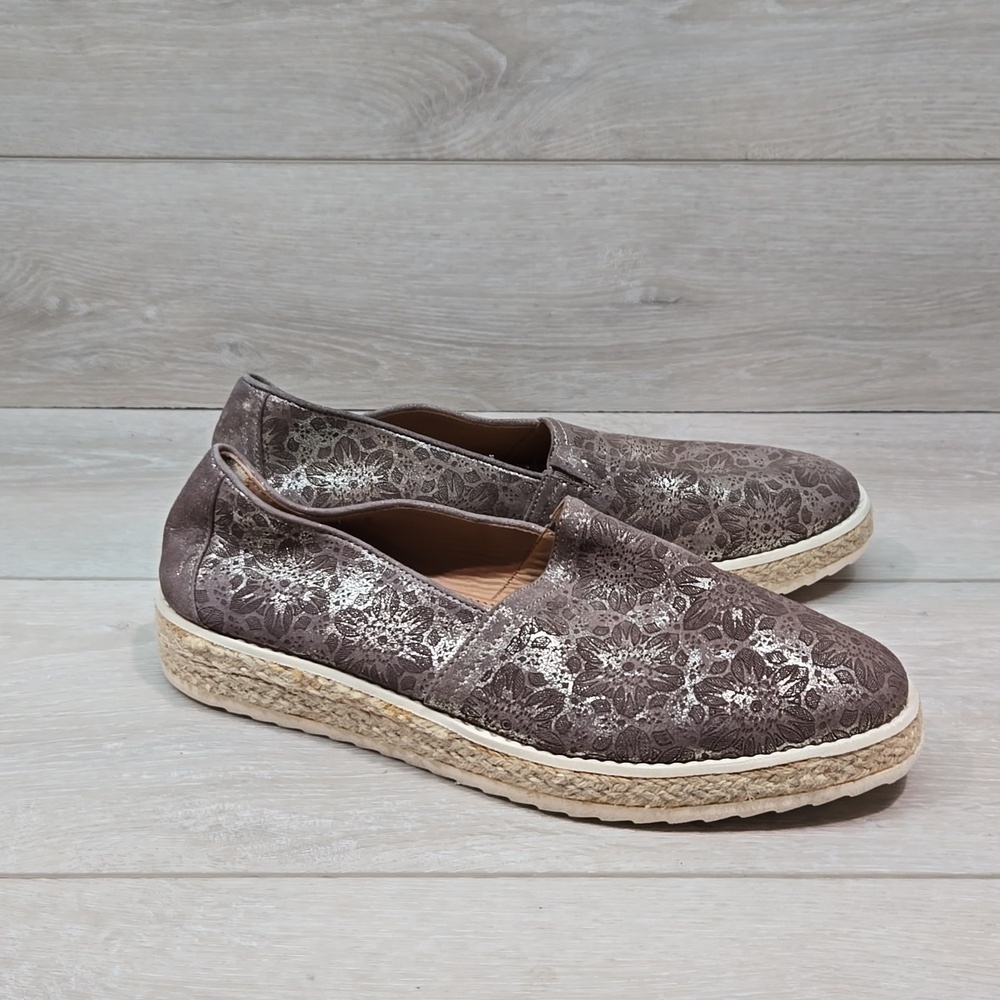 Trask Women Leather Espadrille Platform Loafer Slip on shoes sz 8.5M